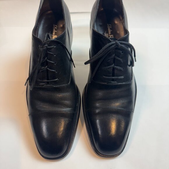 Ferragamo - Cap-Toe Black Leather Oxford main image 6